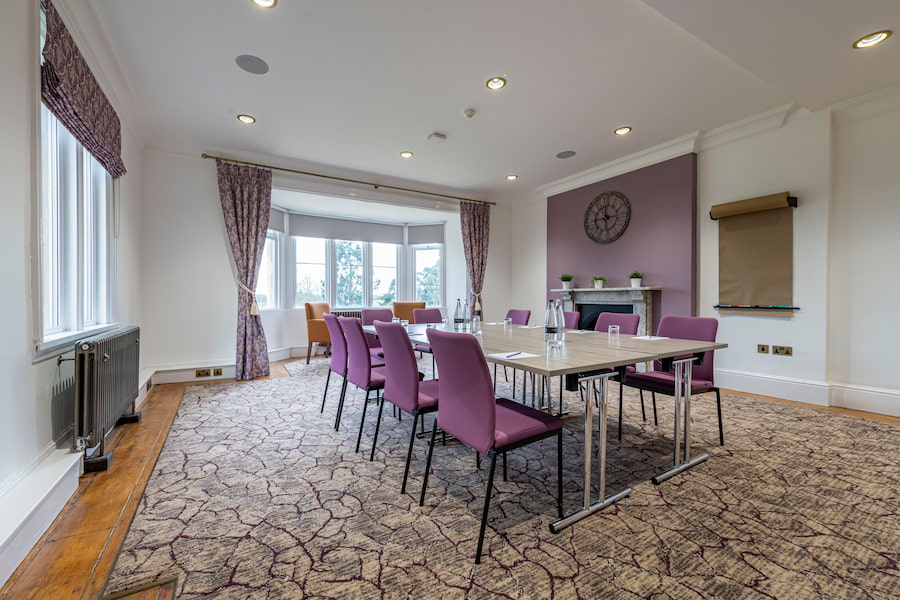 Sycamore room 3 set out in boardroom style showing the elegance and tasteful d&eacute;cor..